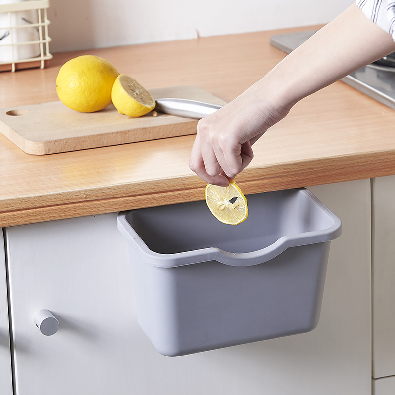 创意橱柜门挂式垃圾桶 厨房台面收纳盒 塑料家用桌面杂物收纳桶PP