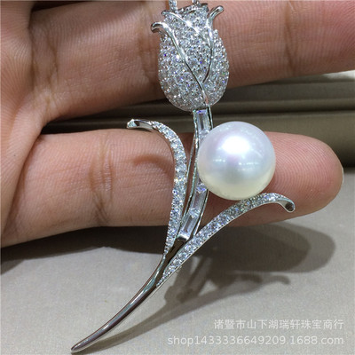 S925 Sterling Silver Pearl Brooch Pendant Dual use 11-12mm Freshwater pearls Full Strong light Flawless
