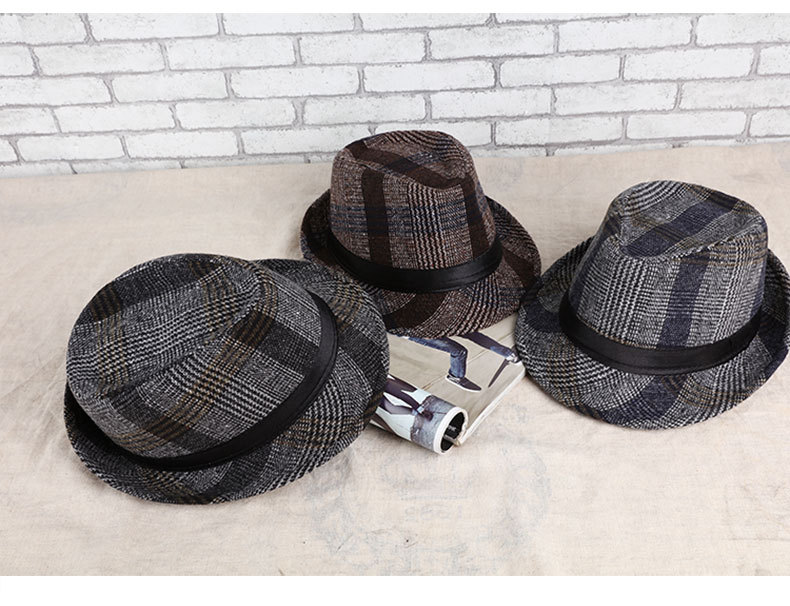 Men's Korean Style Lattice Crimping Fedora Hat display picture 1