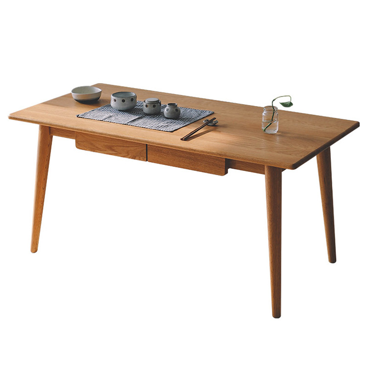 新款实木客厅家具北欧简约风格实木茶几多功能带抽茶几|ru