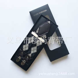 跨境货源４夹男士背带夹提花背带吊带吊裤夹成人盒装经典背带现货