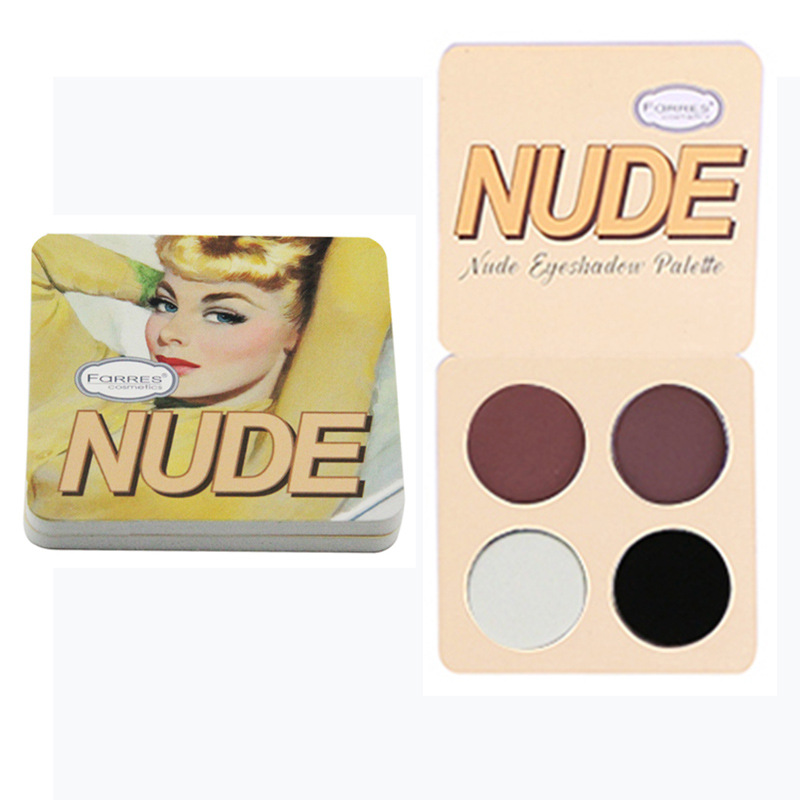 Farres爆款4色眼影 裸妆哑光眼影高光防水 小巧轻薄眼影彩妆盘