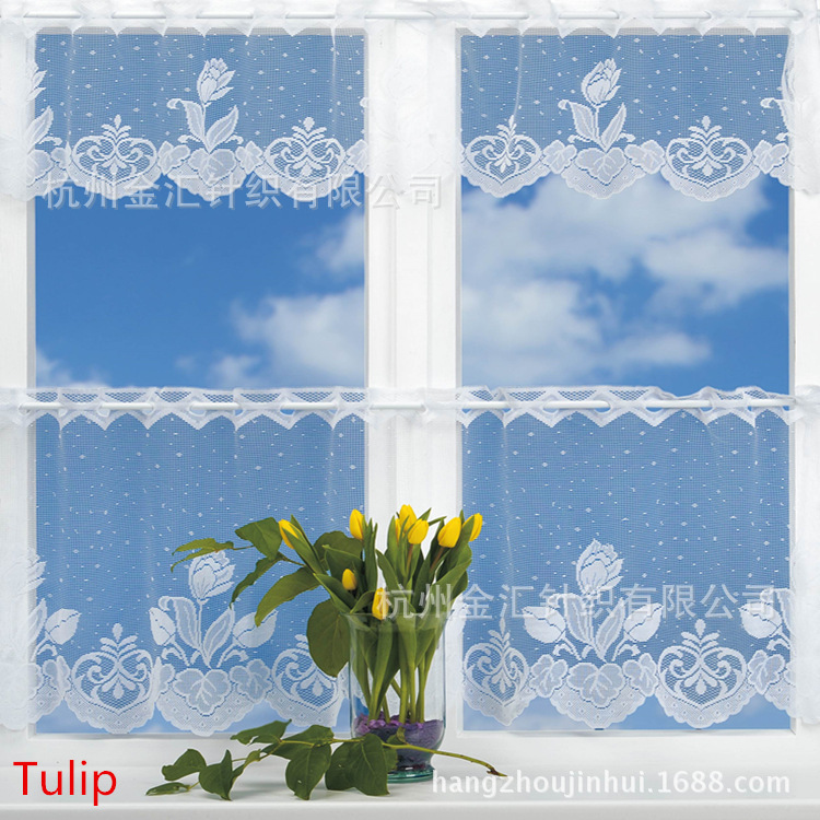 Warp Knitted Lace Jacquard European Style Butterfly Flower Love Curtain Upper Curtain Lower Curtain Two-piece Set