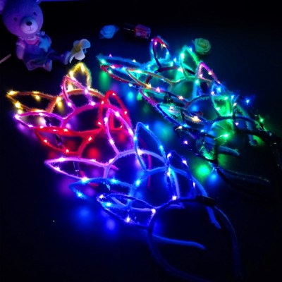 新款发光头饰猫耳朵兔耳朵发光玩具花环发箍庙会地摊夜市厂家直销