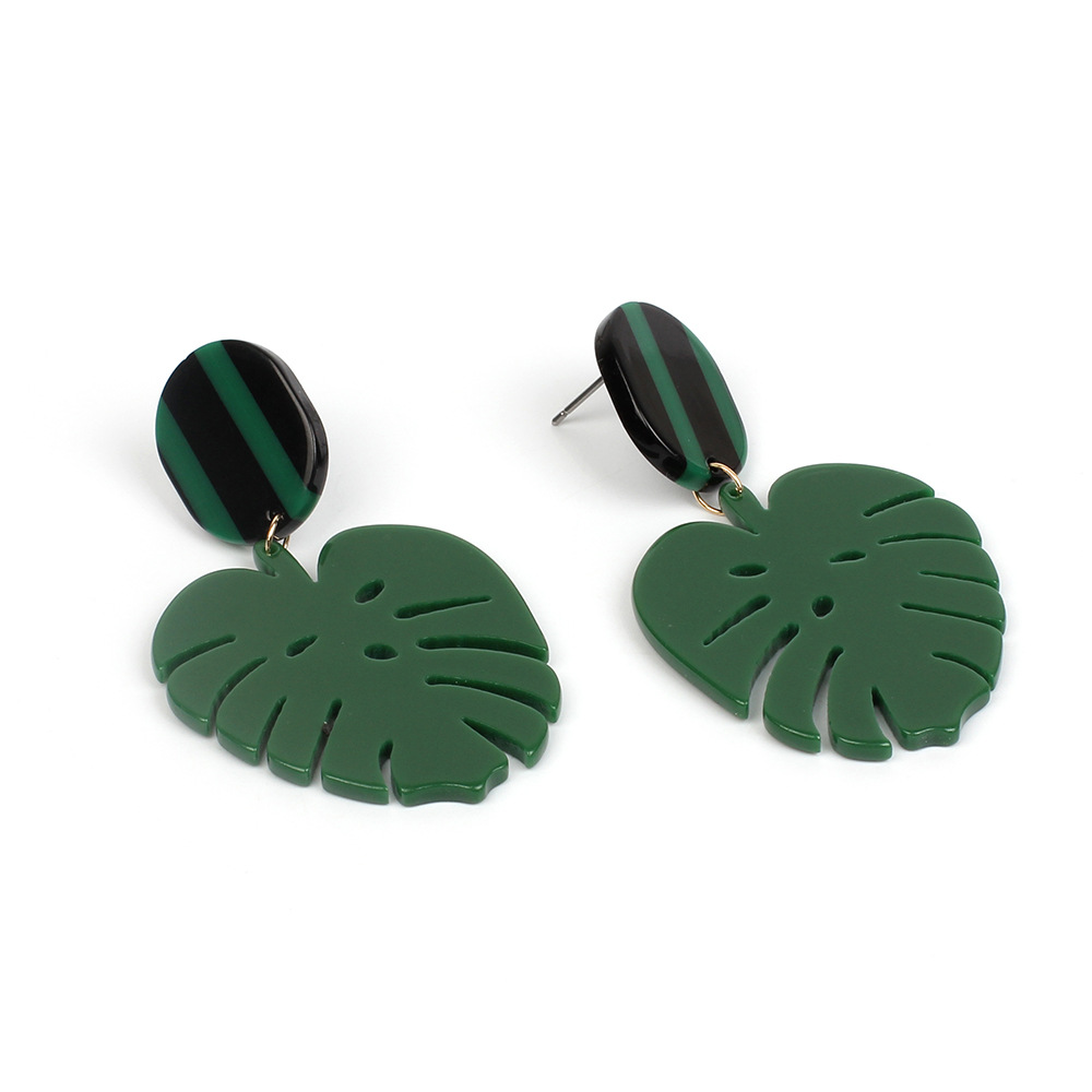 Boucles D&#39;oreilles Feuilles Vertes Boucles D&#39;oreilles Style Rétro Feuille Acrylique display picture 8