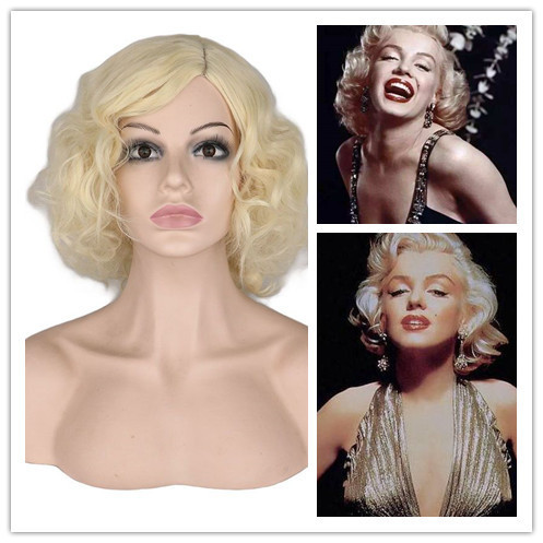 Foreign trade wig Marilyn Monroe wig golden European and American women's short curly hair performance wig