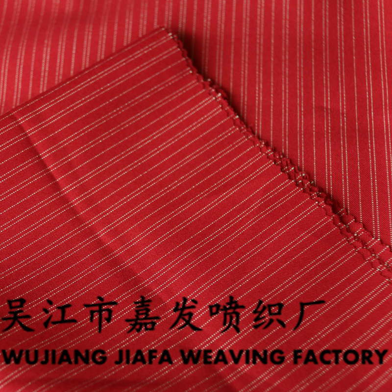 人造丝嵌条罗尔呢面料 100%涤纶工装面料条子平纹呢 涤纶面料供应