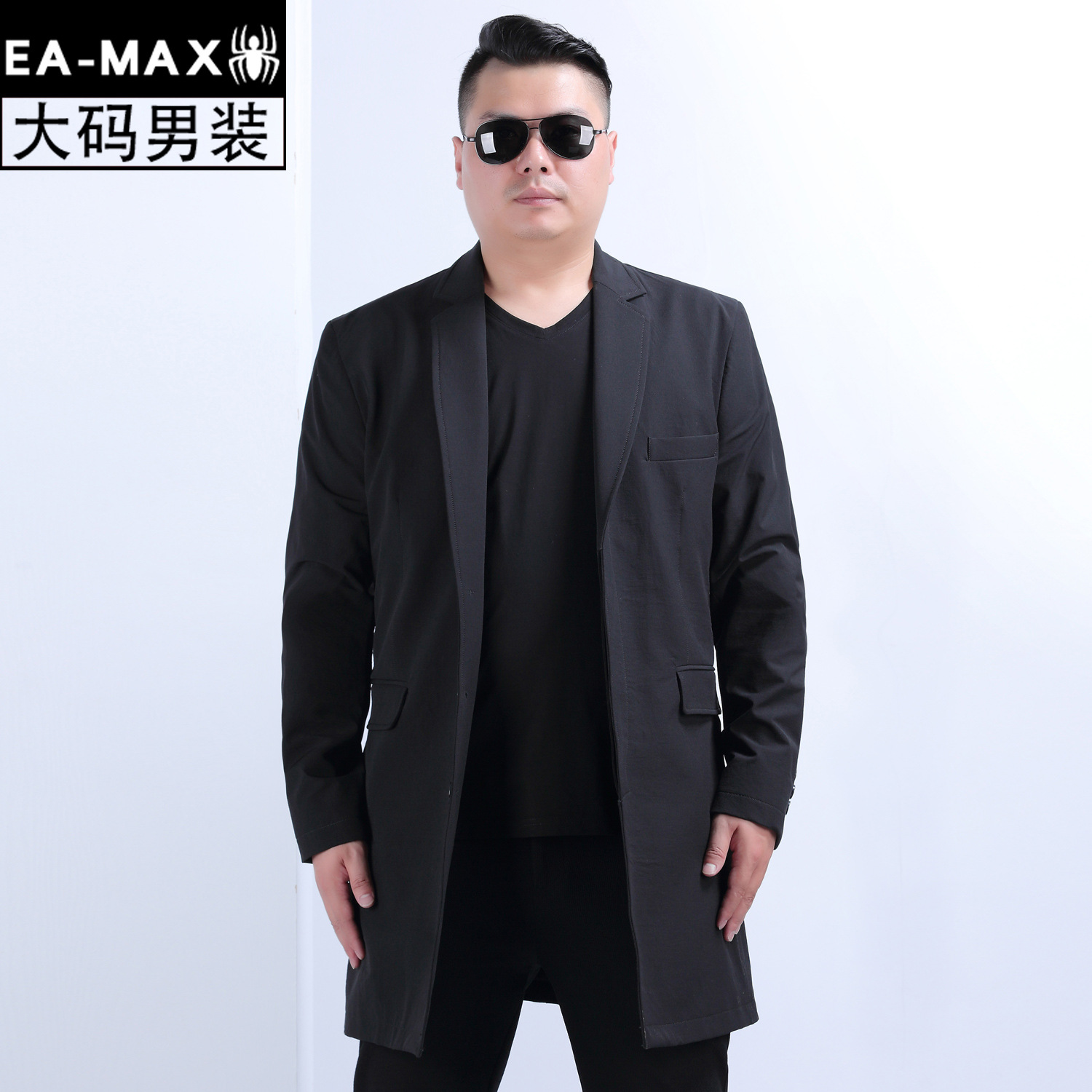 EAMAX Men&#39;s large size spring and autumn Mid length version Add fertilizer XL man man 's suit leisure time Single suit coat X751