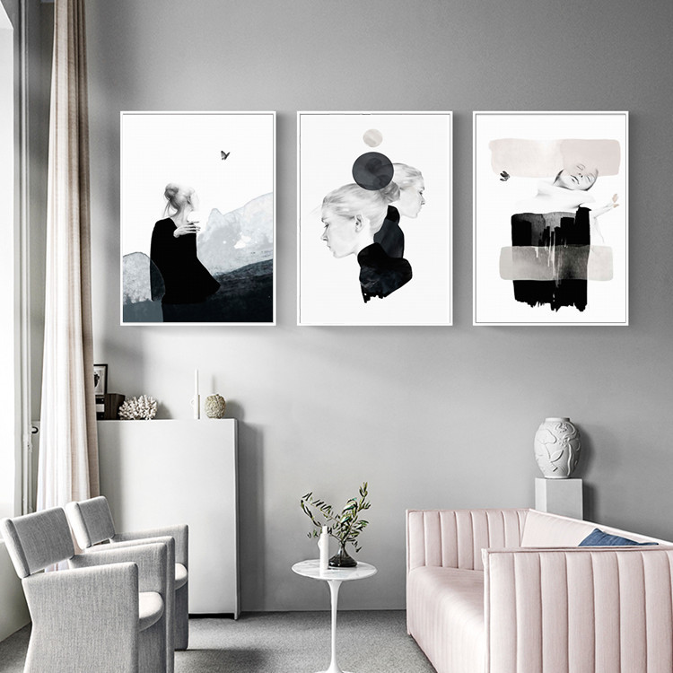 北欧简约现代客厅挂画艺术抽象人物卧室床头沙发墙壁画客厅装饰画|ru
