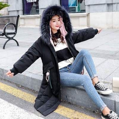 羽絨服2018冬季新款輕薄女裝中長款過膝韓版寬松連帽大毛領外套潮
