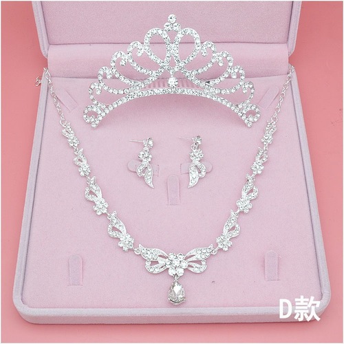 2018 New Bridal Tiara Necklace Three-piece Crown Wedding Accessories Bridal Suit Manufacturer Wholesale