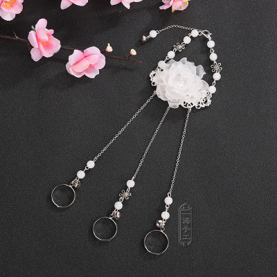 包郵古裝複古風壹體式鏈手鏈手镯帶戒子指環漢服配飾cos舞台表演