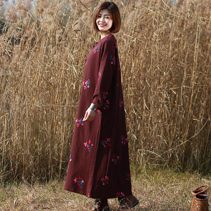Retro ethnic autumn demi-season dress
