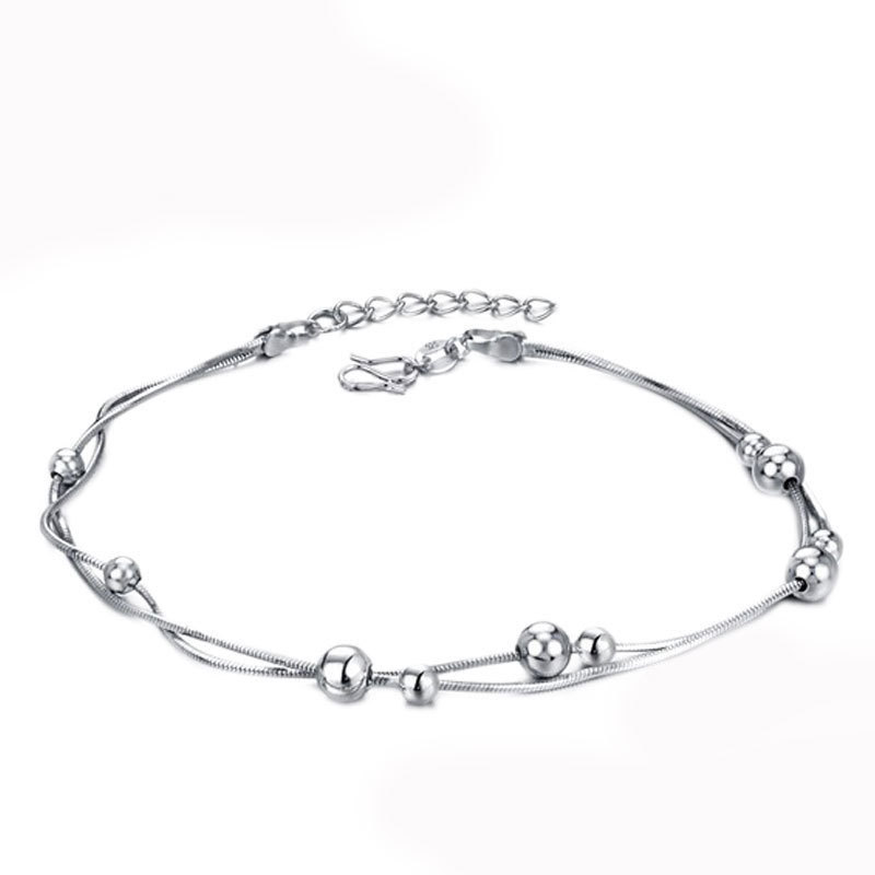 韩版时尚简约清新脚链玲珑小圆球珠子脚饰女一件代发饰品脚链批发|ms