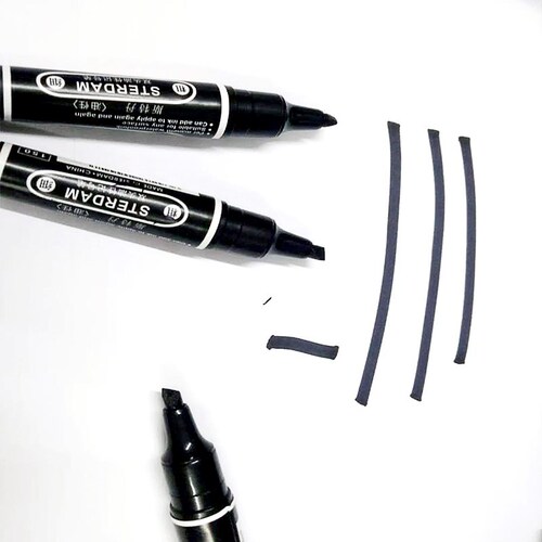 Stedam oil-based double-headed marker pen, red, blue and black 3-color marker pen, hook pen, large-head pen for logistics