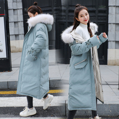 棉服女2018新款冬季宽松加厚韩版中长款棉袄大毛领过膝棉衣外套潮