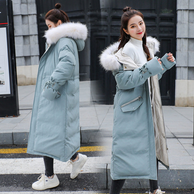 棉服女2018新款冬季宽松加厚韩版中长款棉袄大毛领过膝棉衣外套潮