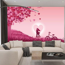 爱情浪漫温馨墙纸简约婚庆卧室背景墙主题酒店宾馆情侣情趣房壁纸