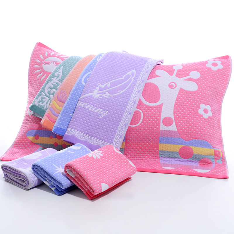 Pure cotton gauze pillow cover three layers plus cotton fabric jacquard adult cartoon flower pillow cover manufacturer direct sales daily necessities