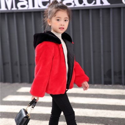 2019 new pattern Boy leather and fur coat Size baby children Hooded Versatile sweater thickening cotton-padded jacket Winter clothes