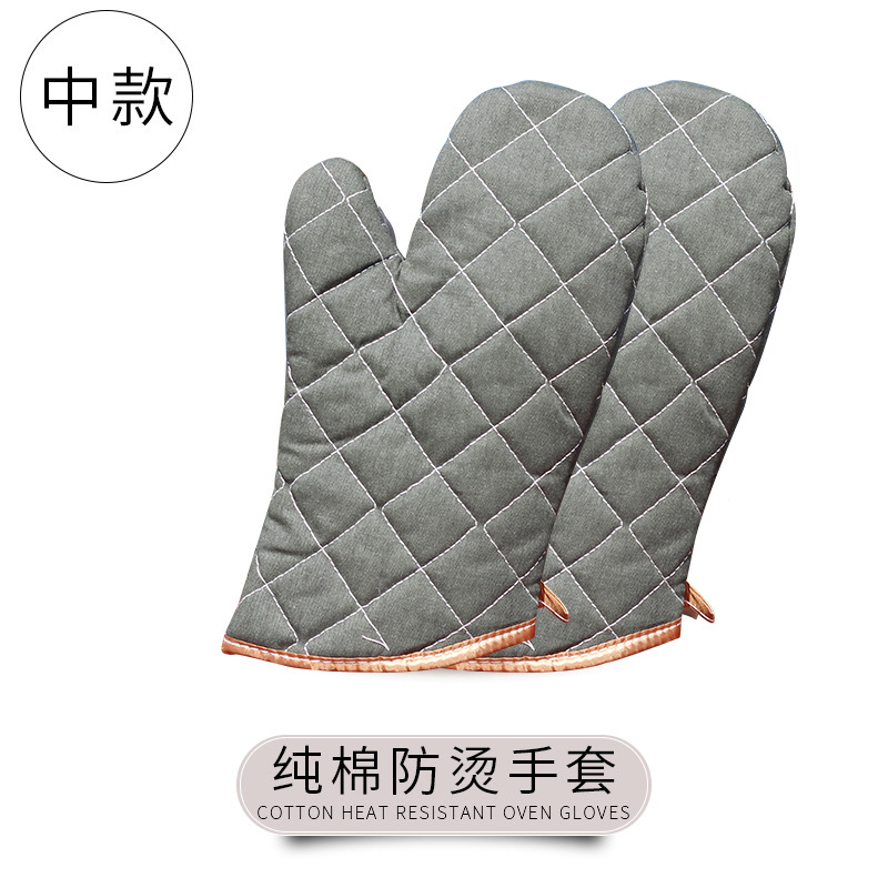 墨绿色中款耐高温手套 加厚隔热手套防烫烤箱手套微波炉手套烘焙