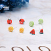 Gift box, earrings, fruit ceramics for elementary school students, 36 pair, wholesale, Korean style