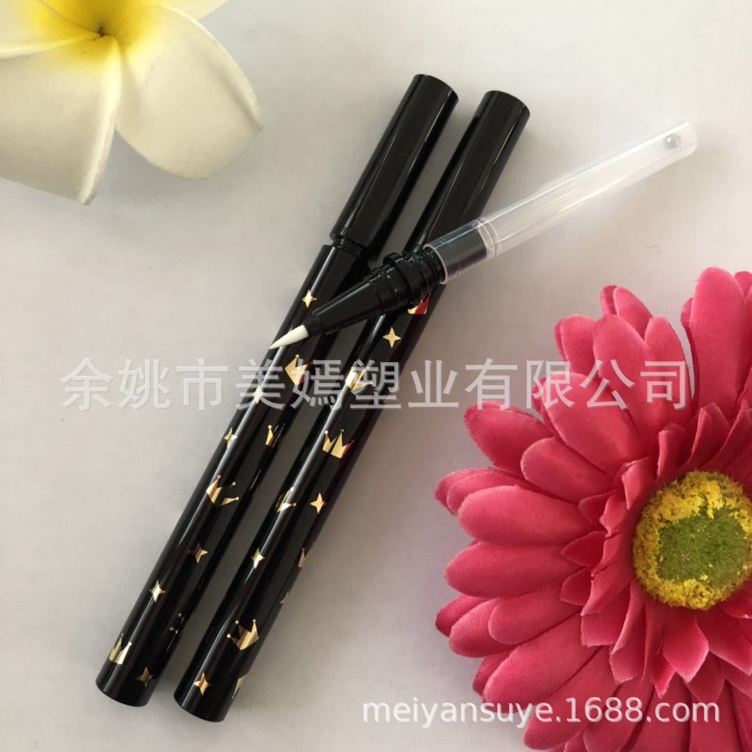 宁波厂家直供 烫金皇冠钢珠眼线笔包材 化妆品包材钢珠直液眼线笔