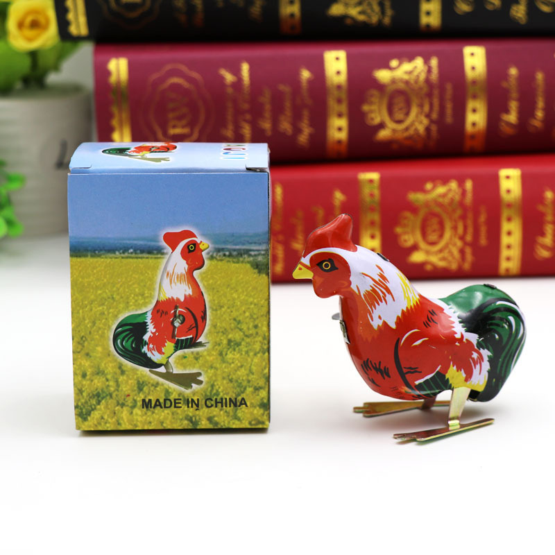 Gallo Catena Orologio Saltellante Pollo Anni '80 Ferro Nostalgico Giocattolo Mercato Notturno_voghion.com