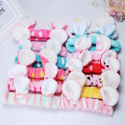 2018 new pattern Plush Hair band Korean Edition Hairdressing Rabbit Ears Cartoon Eyes Hair band Makeup Wash and rinse Headband wholesale