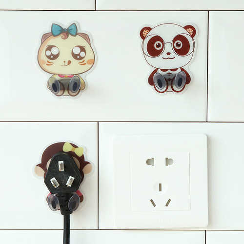 Multifunctional household wire plug hook, wall power plug holder, traceless punch-free storage cable card