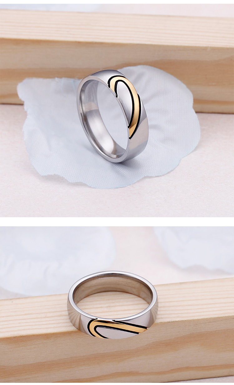 Korean Version New Gold Heart-shaped Couple Ring Creative Couple Ring Wholesale display picture 3