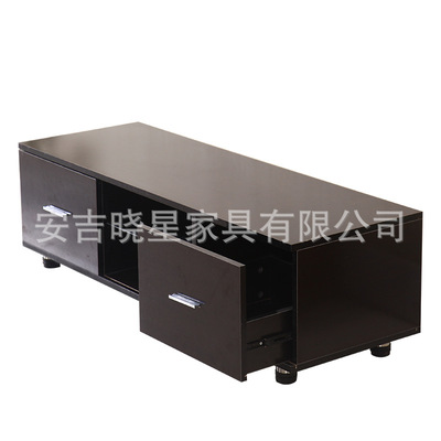 LED電視櫃 現代高光黑色視聽櫃子簡約地櫃帶抽屜燈光 電視CD櫃