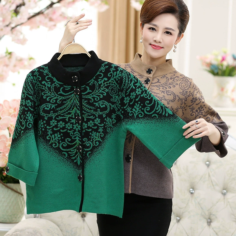 Весеннее пальто для матери, Женский вязаный кардиган для 40 лет и 50 лет, большие размеры, весенне-осенний свитер, верхняя куртка