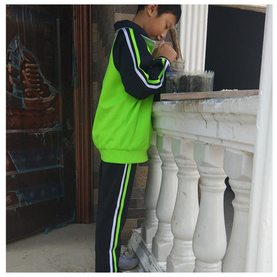 2019春秋季新款绿中学生小学生男生女生班服校服运动服套装厂家直|ru