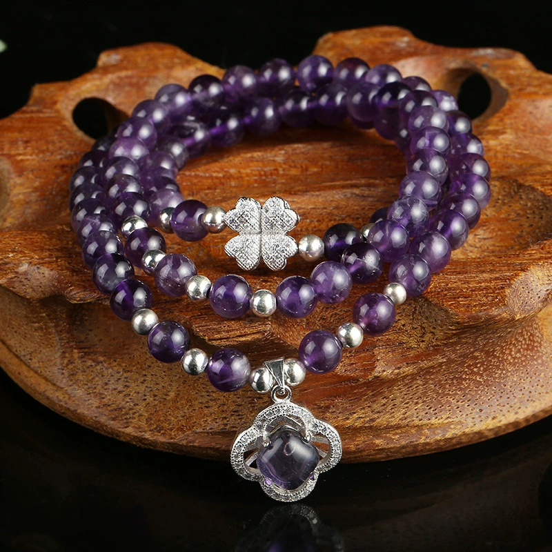 Crystal bracelet with amethyst, accessory, pendant, silver 925 sample