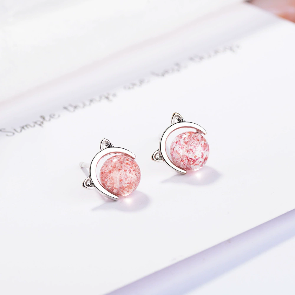 Свежие милые серьги, фуксия корейские kristallig? (earings) — оригинальный текст: "Fresh cute earrings, fuchsia Korean crystal earings, cat, cute animals, kitten, Korean style" перевод: "Свежие милые серьги, фуксиевые корейские кристаллические серьги, котик, милые животные, котенок, корейский стиль"