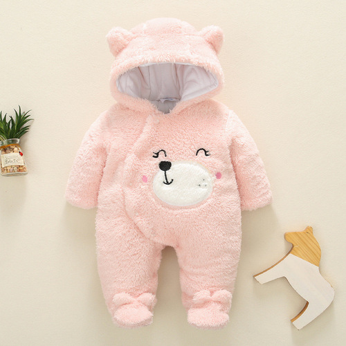 2024 autumn and winter baby jumpsuits thickened comfortable velvet super soft crawling clothes newborn winter clothes baby clothes
