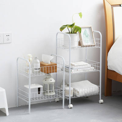 可移动置物架家用落地多层卧室浴室带轮小推车简易书架宿舍收纳架|ms