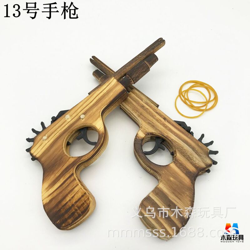 Wooden rubber band pistol rubber band No.13 small double-barreled Wood gun nostalgic toy scenic spot hot-selling crafts