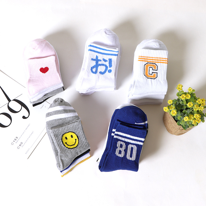 Selling Korean Edition Socks In cylinder Autumn and winter number Solid 168 Polyester cotton Sports socks men and women Korean Edition