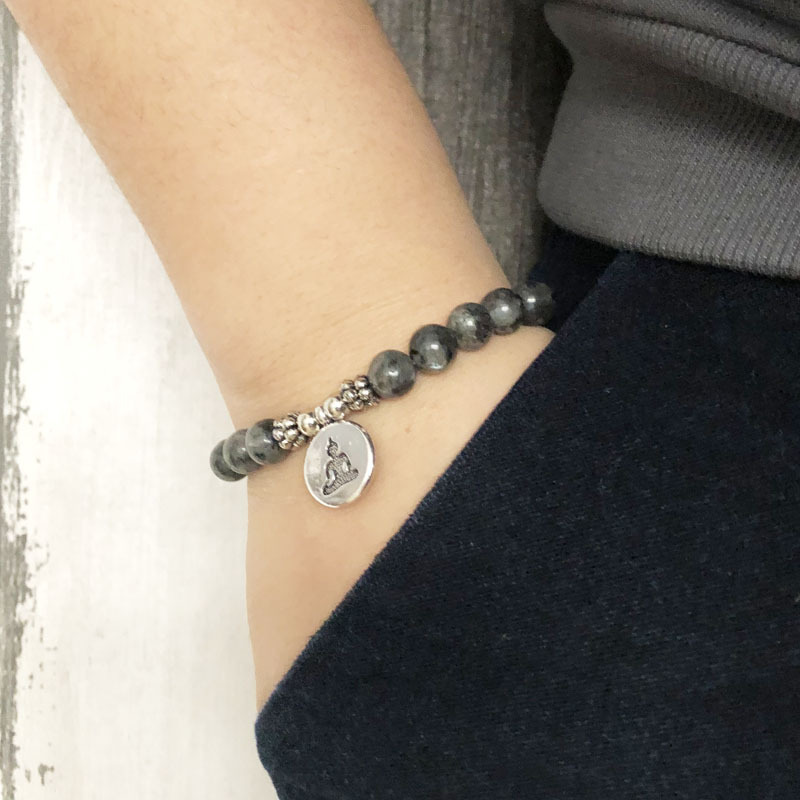 Men's and women's japamara OM bracelet lotus Buddha Yoga black beaded wrist bohemian yoga jewelry