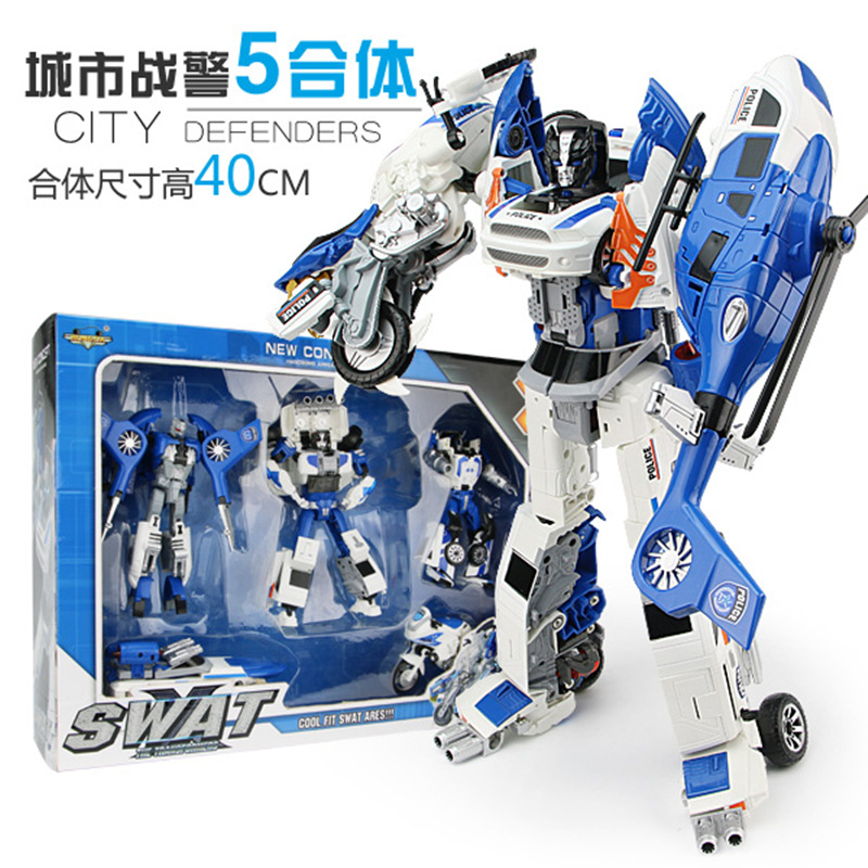 合金变形五合一体海陆空金刚机器人火速龙风大礼盒儿童玩具|ru