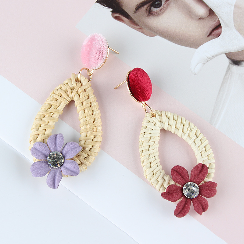 Alloy Simple Flowers earring  red NHJQ10632redpicture4
