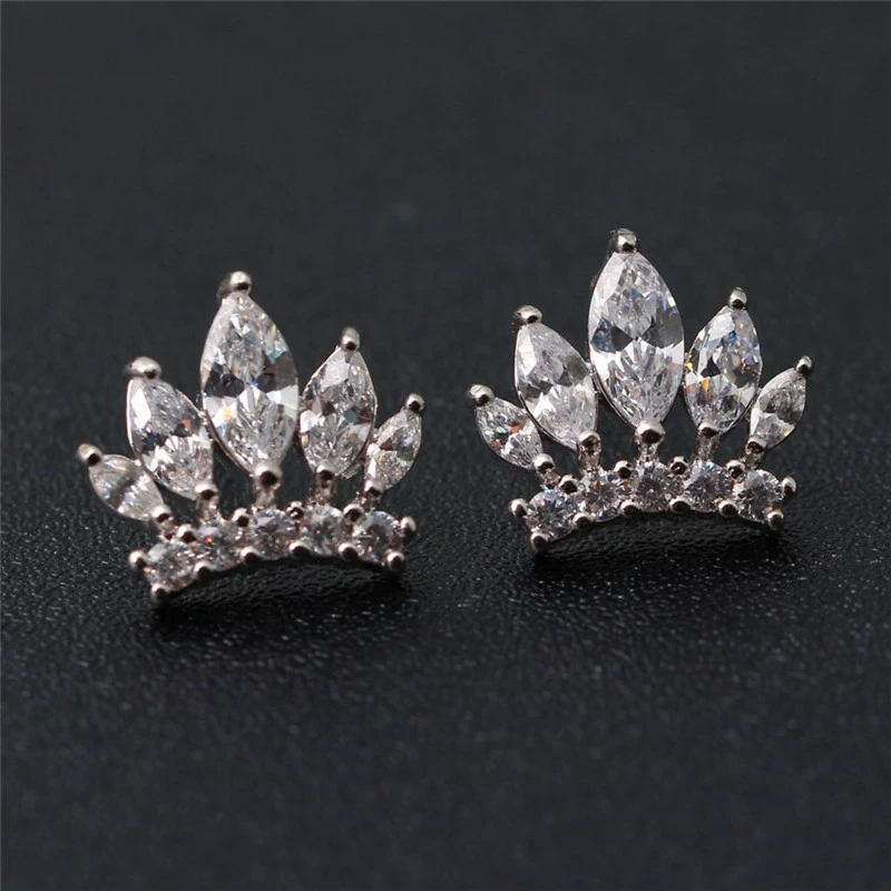 Модные горячие продажи серьги в Корейском стиле, роскошные серьги с короной принцессы, инкрустированные цирконием, универсальные женские серьги