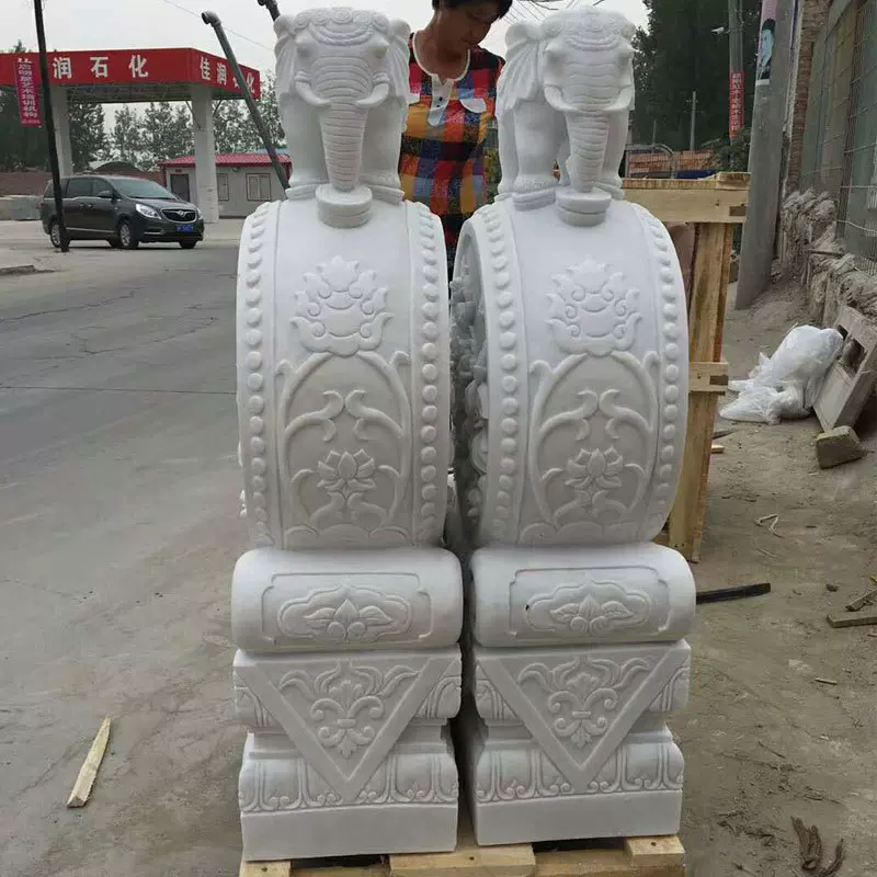 厂家批发石雕门墩抱鼓石汉白玉镇宅狮子门墩貔貅麒麟门口摆件中式