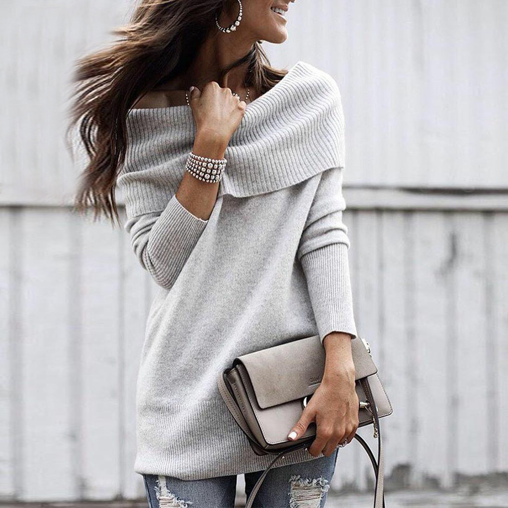 Productos de Venta Caliente Transfronterizos para Otoño e Invierno 2025 en Europa y América: Vestido Suéter Sexy Ajustado con Hombros Descubiertos, Suéter de Punto para Mujer image 3