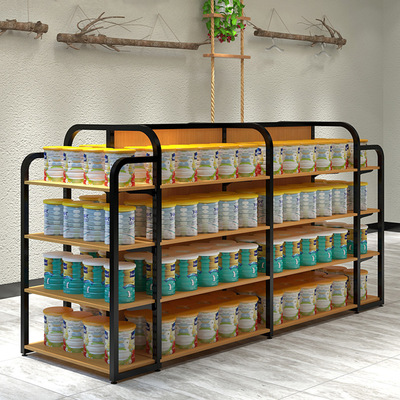 彙承廠家直銷鋼木母嬰店貨架 零食母嬰便利店奶粉貨架展示架定制