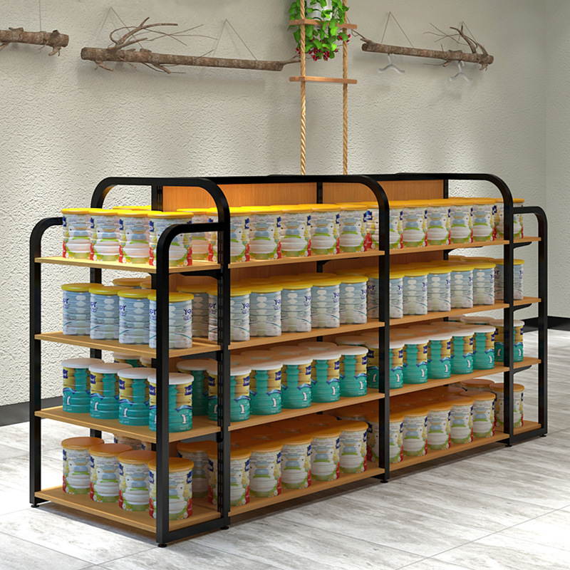 彙承廠家直銷鋼木母嬰店貨架 零食母嬰便利店奶粉貨架展示架定制