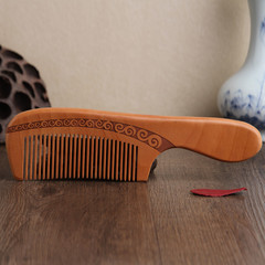 Factory Wood Comb with Thick Double-Sided Carved Peach Wood Comb, Anti-Static Comb, Opening Gift Comb, Free Logo Comb