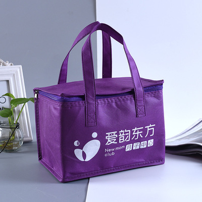 厂家专业直销logo野餐铝箔拉链保鲜手提冰包外卖便携无纺布保温包|ms